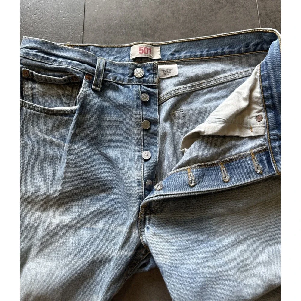 Levi's 501 jeans button fly 34x34 *shrunk* 33x29 distressed grunge normcore